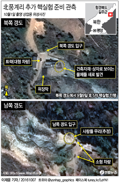 <그래픽> 北풍계리 추가 핵실험 준비 관측