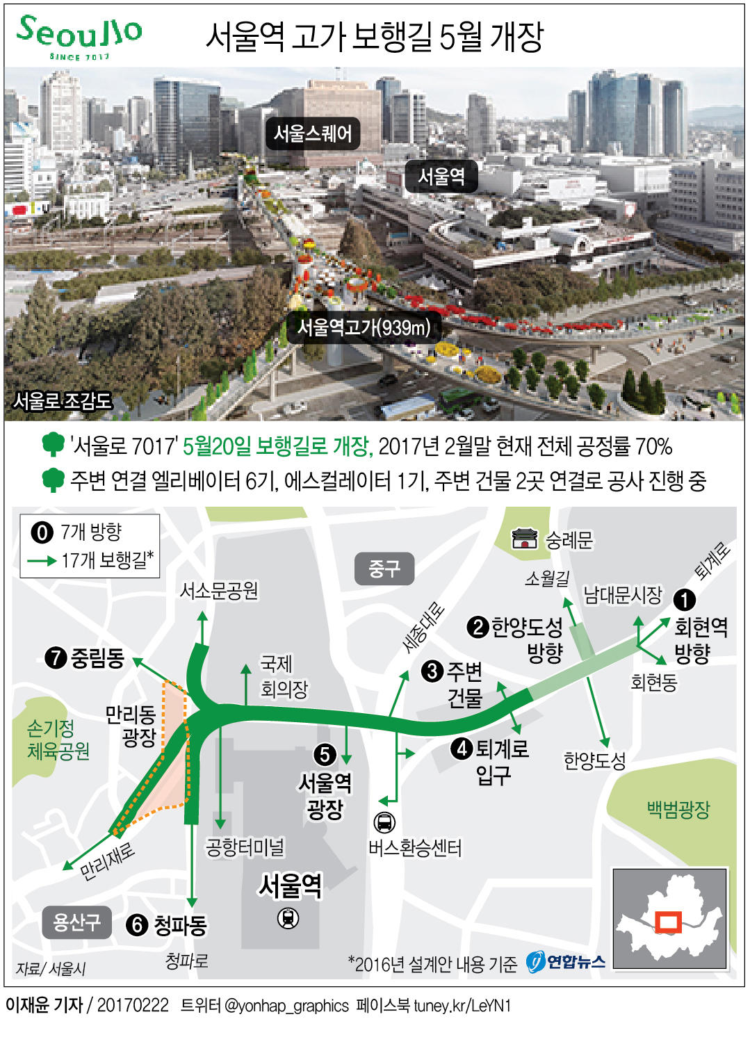 도심 속 꽃과 나무…서울역 고가 보행길 5월20일 개장 - 1