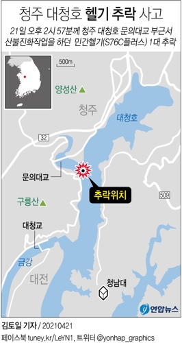 [그래픽] 청주 대청호 헬기 추락 사고