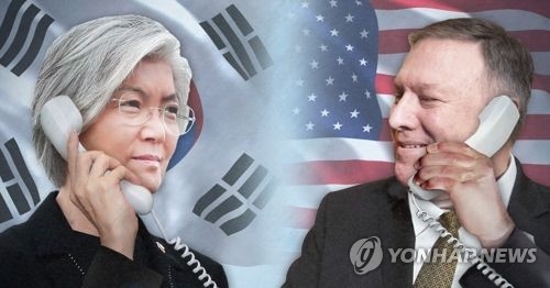 This combined photo shows South Korean Foreign Minister Kang Kyung-wha (L) and her U.S. counterpart Mike Pompeo. (Yonhap)