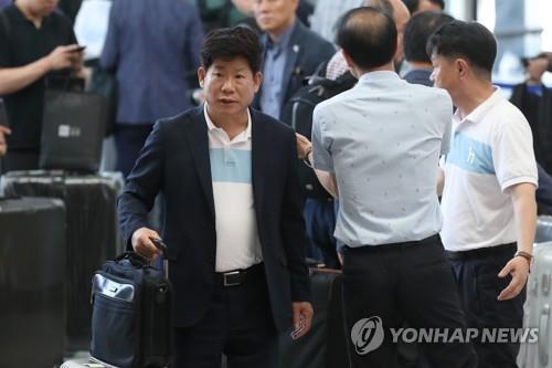 This file photo taken on Aug. 10, 2018, shows Kim Kyung-sung, chief of the South-North Inter-Korean Sports Association, at Inter-Korean Transit Office in Paju, Gyeonggi Province, north of Seoul. (Yonhap)