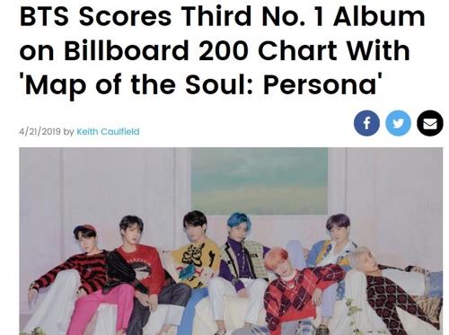 This image of the Billboard coverage on BTS' third Billboard 200 victory is captured from the Billboard website. (Yonhap)