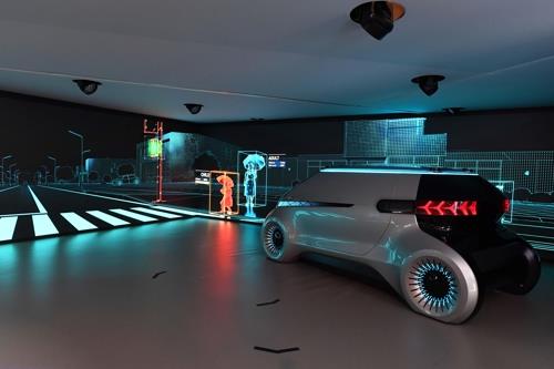 This photo taken on Jan. 8, 2019, and provided by Hyundai Mobis shows M.VISION, a vehicle concept mated with Level 4 autonomous driving technology, at the Consumer Electronics Show in Las Vegas. (Yonhap)