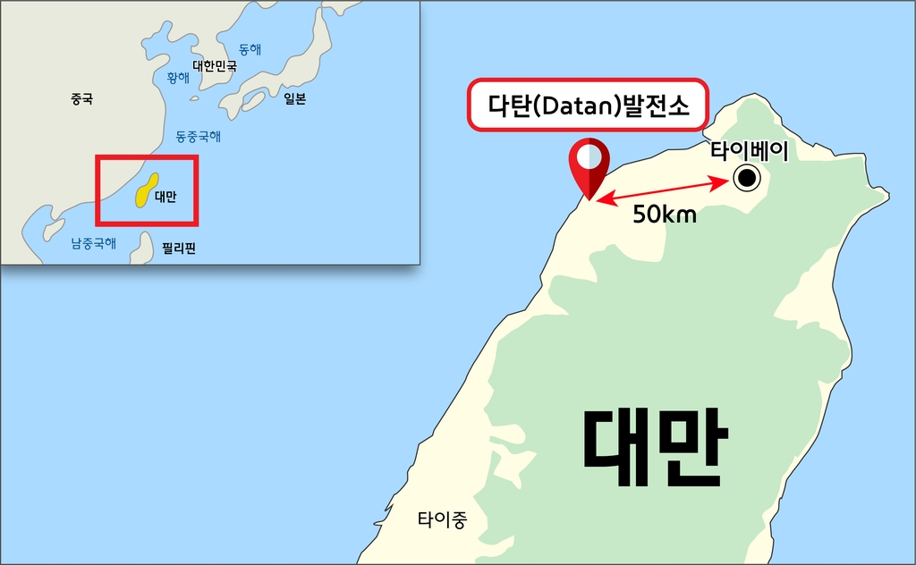 This map, provided by Hyundai Engineering Co., shows the DaTan Combined Cycle Power Plant in Taiwan. (PHOTO NOT FOR SALE) (Yonhap)