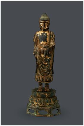This photo provided by K Auction shows Gilt-bronze Standing Buddha. (PHOTO NOT FOR SALE) (Yonhap)