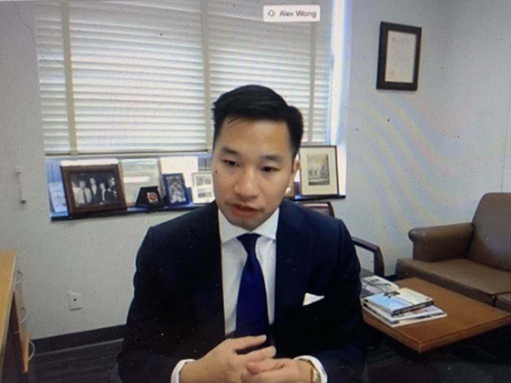 This screenshot shows U.S. Deputy Special Representative for North Korea Alex Wong speaking in a virtual confirmation hearing on his nomination as U.S. alternate representative for special political affairs in the United Nations, on Aug. 5, 2020. (Yonhap)