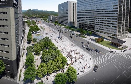 An image of the redesigned Gwanghwamun Square provided by the Seoul metropolitan government. (PHOTO NOT FOR SALE) (Yonhap)