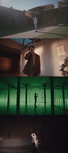 This photo provided by Big Hit Music on Dec. 9, 2022, is of scenes from BTS member RM's live performance video of his first solo album "Indigo" filmed at Dia Beacon, a contemporary art museum in New York. (PHOTO NOT FOR SALE) (Yonhap)