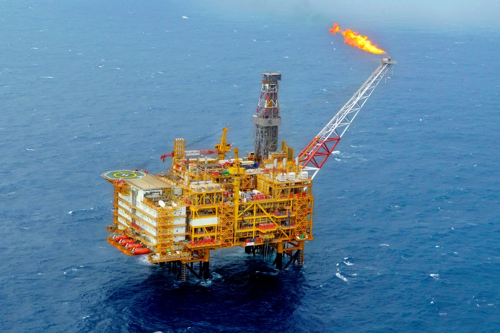 This photo, provided by POSCO International Corp. on Feb. 23, 2023, shows its offshore gas field in Myanmar. (PHOTO NOT FOR SALE) (Yonhap)