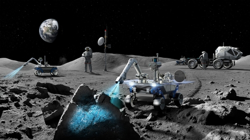 Image de synthèse du futur robot «Rover» que Hyundai Motor Co. mettra au point pour l'exploration du pôle Sud de la Lune. (Photo fournie par Hyundai Motor Co. Revente et archivage interdits)