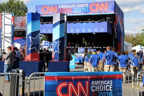 첫 美대선 TV토론 열리는 뉴욕주 헴프스테드 호프스트라대학내의 CNN 야외 스튜디오