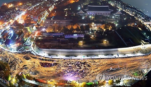 촛불 들고 행진한 野 대선주자들…'하야' 시민대열 합류 - 2
