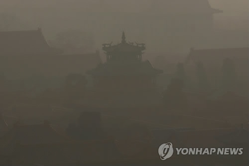 스모그로 흐릿한 자금성