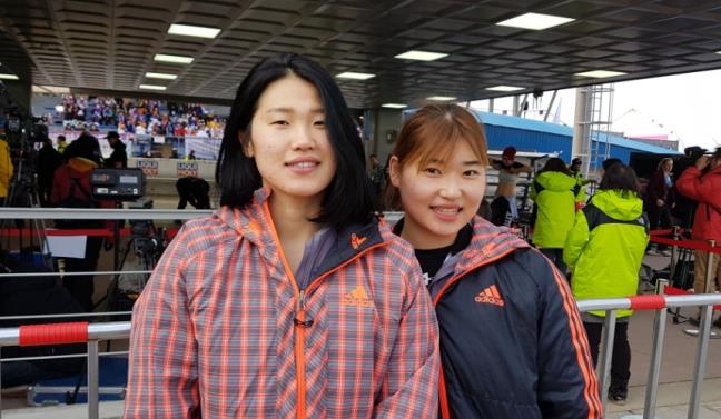 김유란(왼쪽)과 김민성