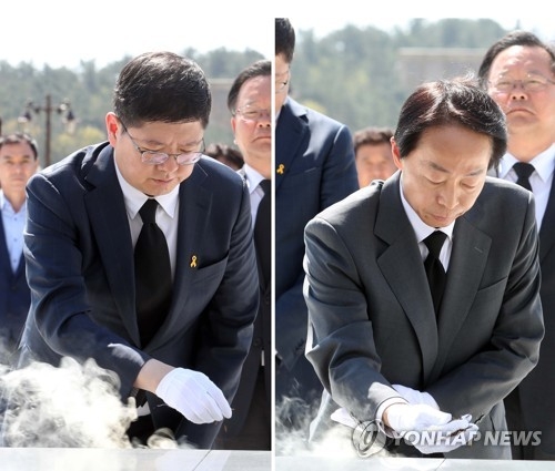 참배하는 김홍걸 김현철