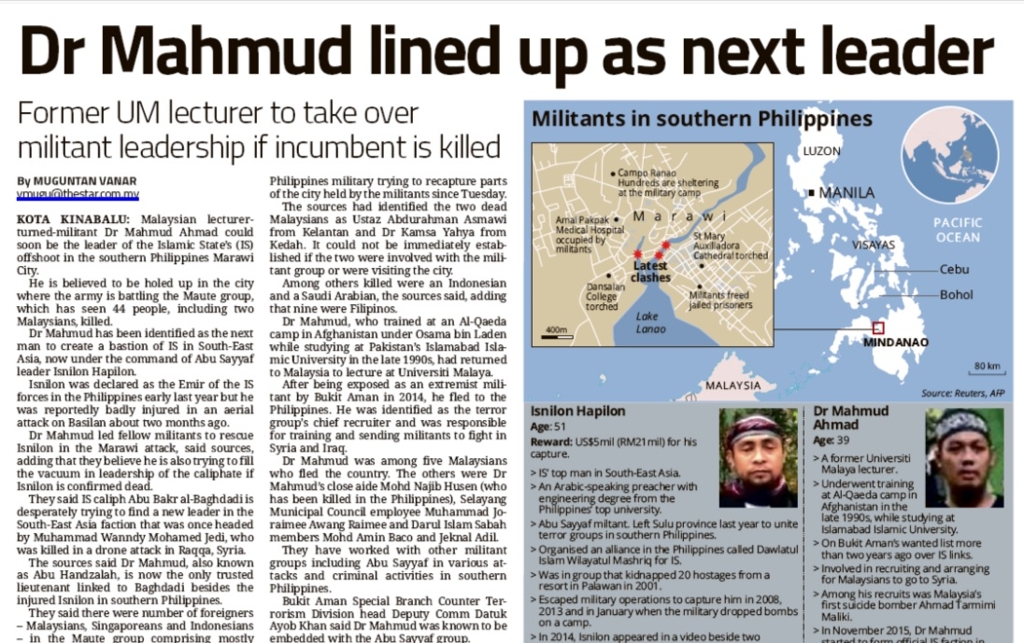 필리핀내 외국인 무장세력에 관한 말레이 언론 보도