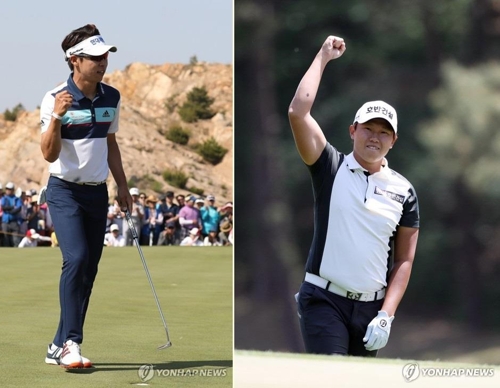 제네시스 대상 포인트와 상금랭킹 1, 2위 최진호(왼쪽)와 이상희.<KPGA 제공>