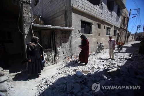 내전으로 파괴된 시리아 다마스쿠스 남동부 마을 [EPA=연합뉴스 자료사진]