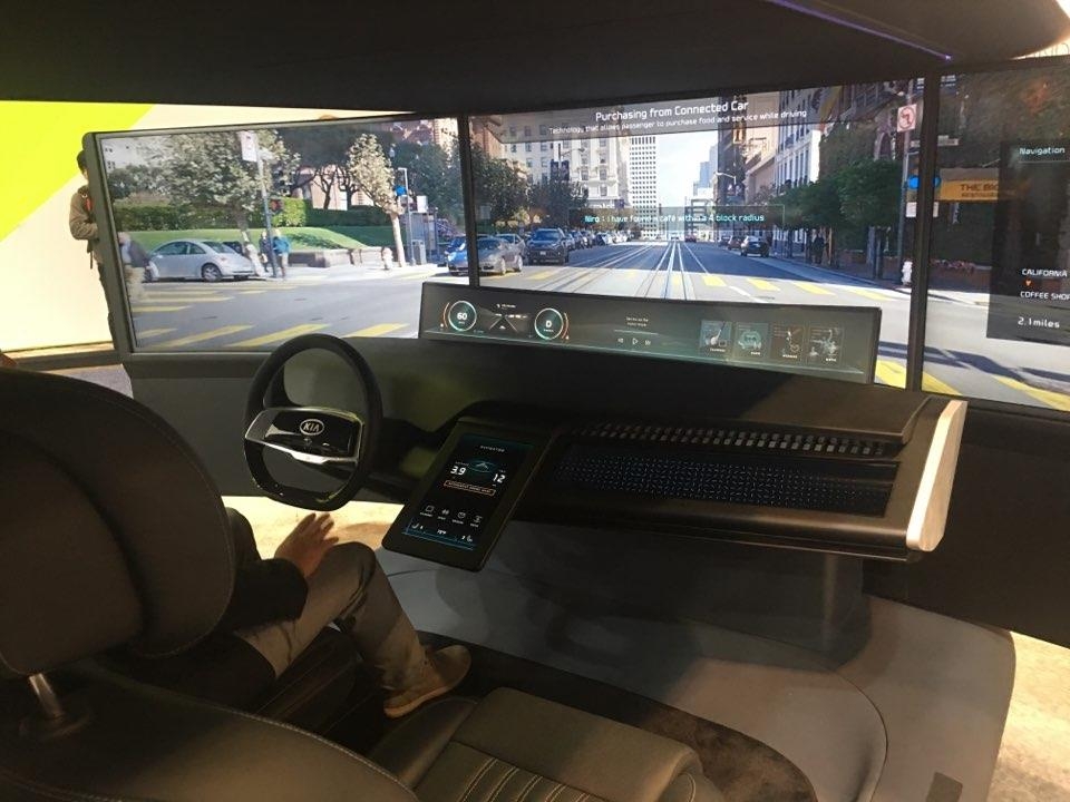 'CES 2018'에서 기아차가 선보인 미래 운전석. 