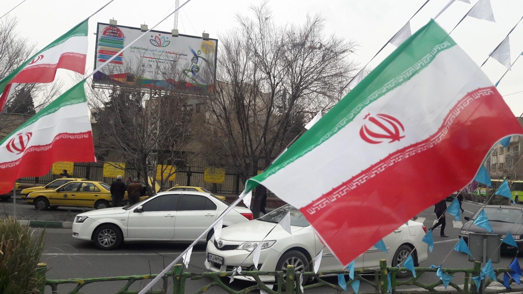 테헤란 시내의 이란 국기[연합뉴스자료사진]