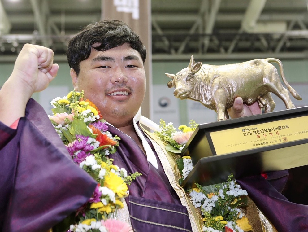 보은 단오 장사씨름대회 백두장사에 오른 남영석
