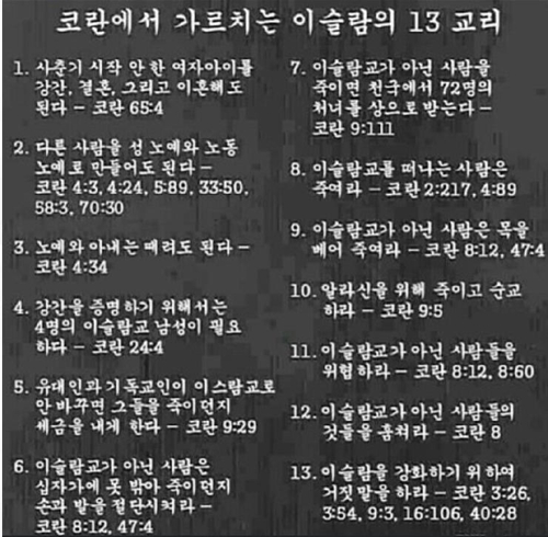 무슬림과 관련된 혐오 게시글