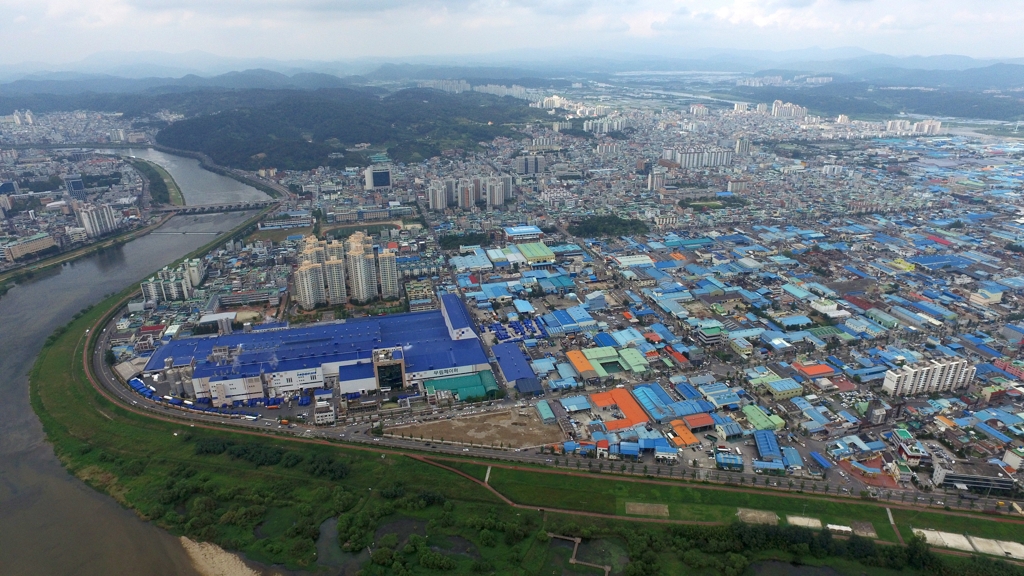하늘에서 본 상평산단 전경