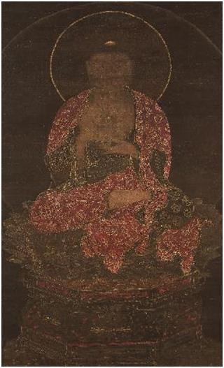 아미타불도(阿彌陀佛圖), 비단에 금분·채색, 56.2×100cm, 고려시대