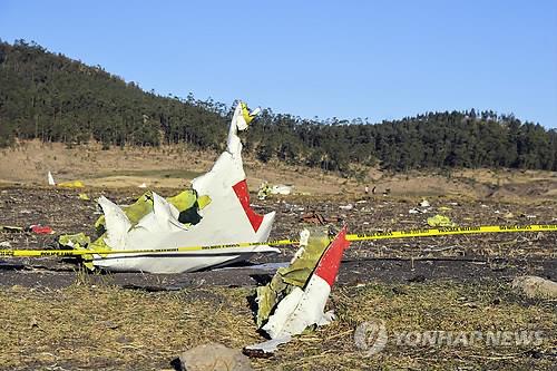 에티오피아서 추락 보잉 B737-맥스 잔해