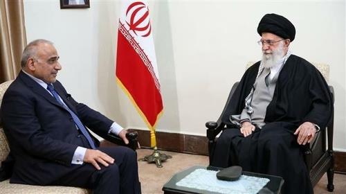 6일 테헤란에서 만난 압둘-마흐디 이라크총리(좌)와 이란 최고지도자