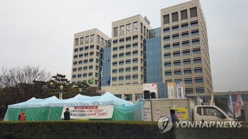 진주시청앞 천막농성 삼성교통 노조