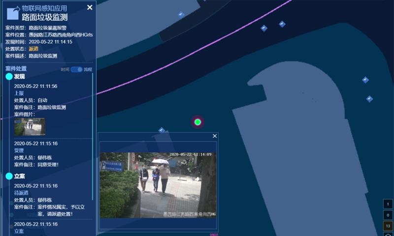 중국 상하이에 설치된 CCTV 시스템 화면