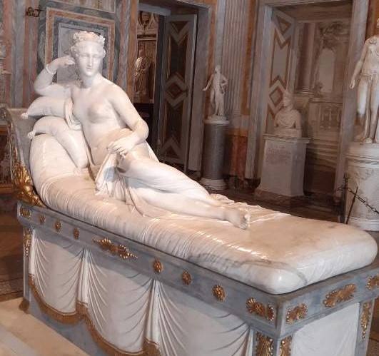 로마 보르게세 미술관에 전시된 '비너스로 분장한 파올리나 보르게세' 대리석 조각상. [로마=연합뉴스] 