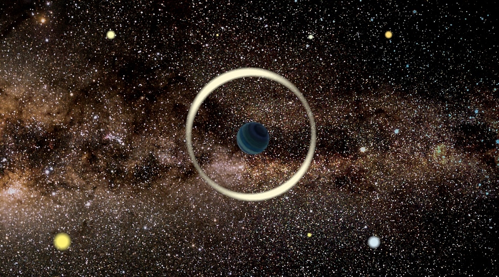 미시중력렌 즈방법으로 발견한 나홀로 행성의 상상도. 