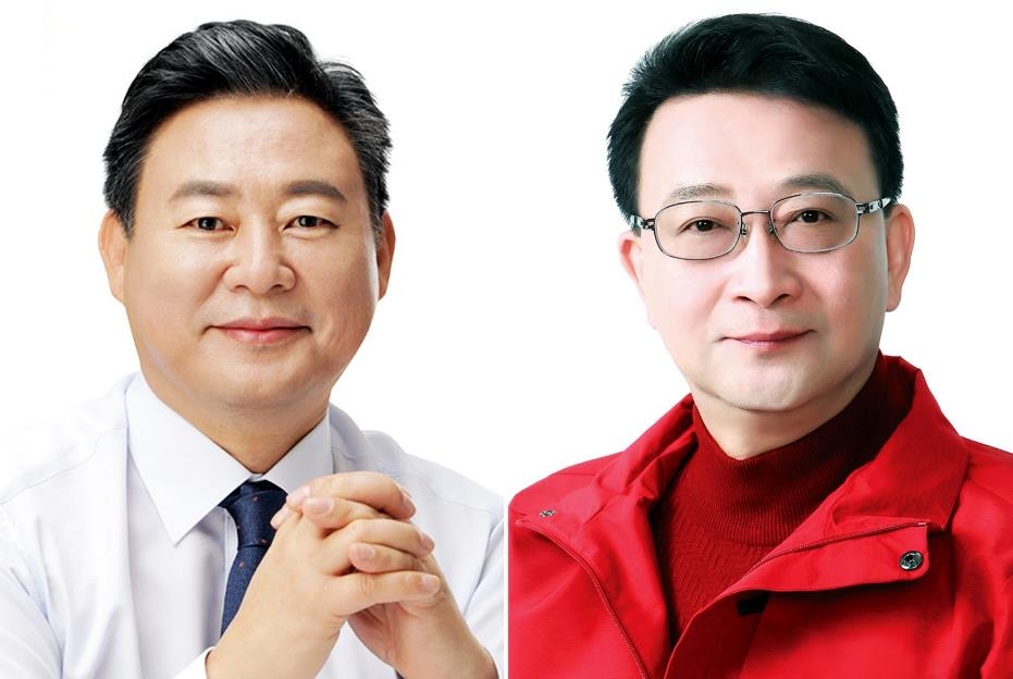 경기 구리지역 도의원 제1선거구 보궐선거에 출마한 신동화(왼쪽)·백현종 후보