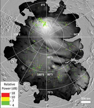 화성 남극 극관서 포착된 레이더 신호 