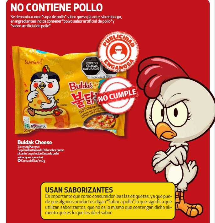 치즈 불닭볶음면에 닭고기가 함유돼 있지 않아 '기만 광고'라고 지적한 멕시코 당국