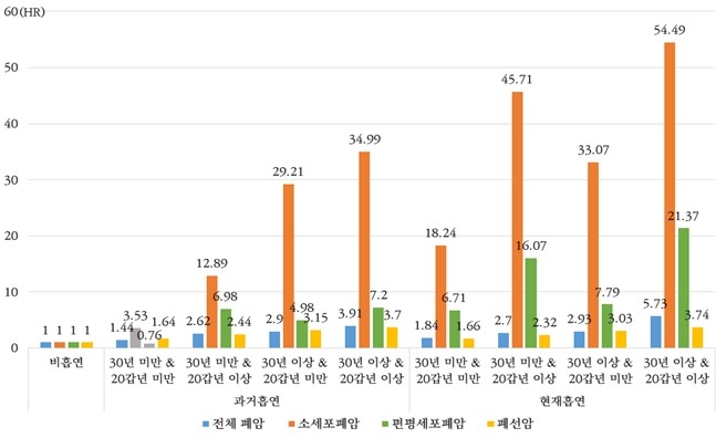 흡연력에 따른 폐암 발생위험도