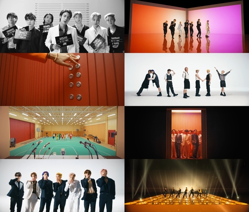 La fotografía, proporcionada por Big Hit Music, muestra una recopilación de escenas de "Butter", el nuevo videoclip de BTS. (Prohibida su reventa y archivo)