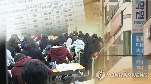 고교생 한달 사교육비 강남 86만원·강북 54만원(CG)