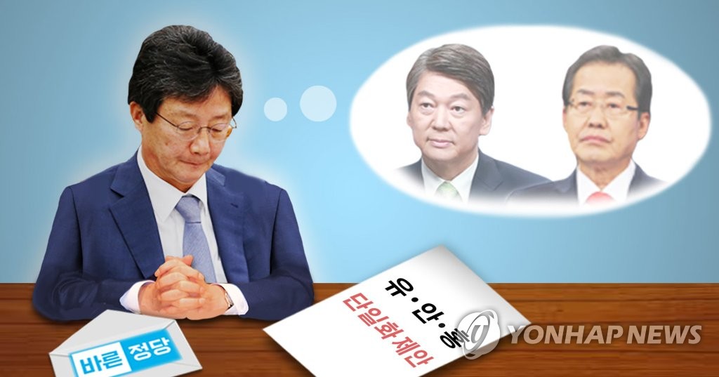 바른정당 유·홍·안 3자 단일화 제안(PG)
