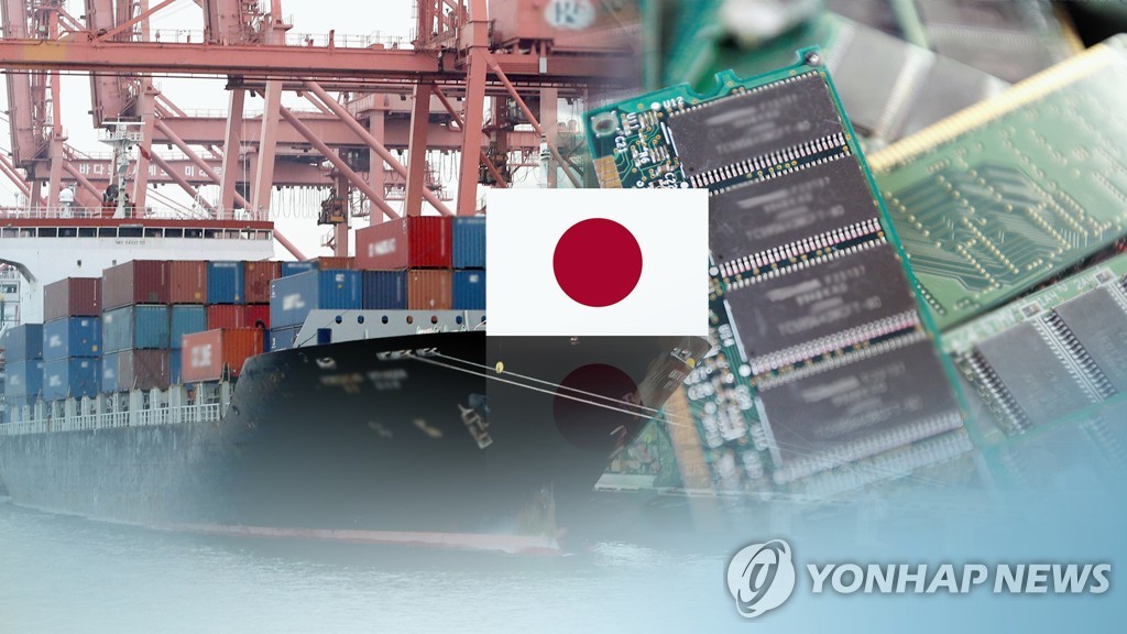 日本政府は半導体材料などの韓国向け輸出規制を強化した。輸出手続きでの優遇措置対象である「ホワイト国」指定からも韓国を外す方針だ（コラージュ）＝（聯合ニュースＴＶ）