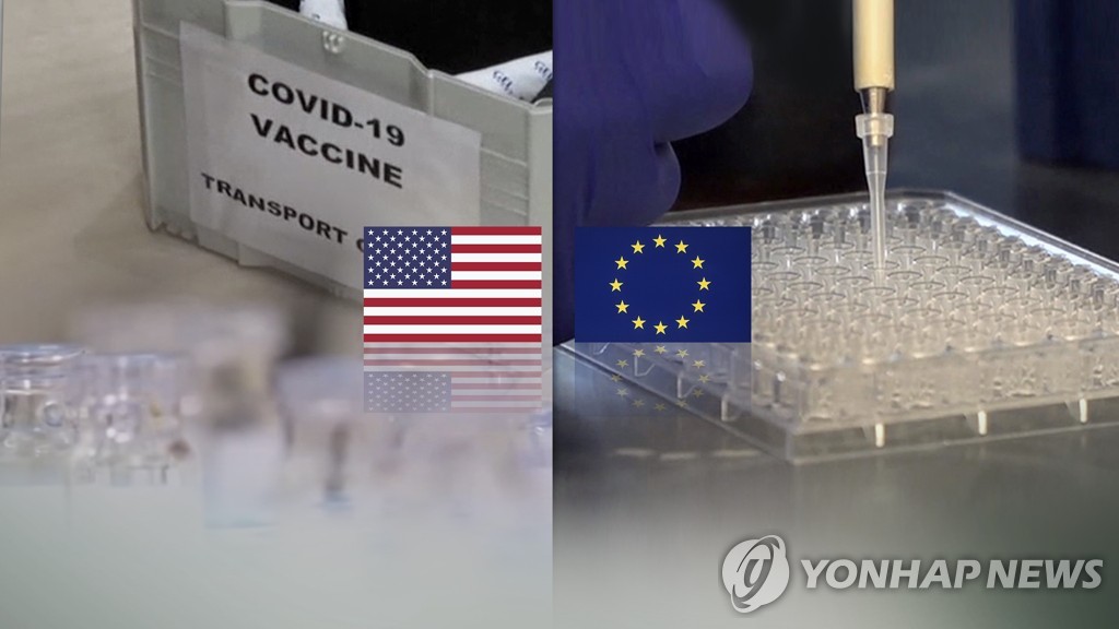 美·EU, 인구절반 백신 접종 완료…이젠 부스터샷? (CG)
