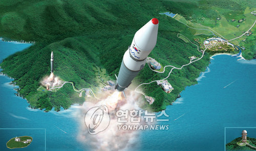 전남 고흥 나로우주센터에서 내년 2분기에 발사될 KSLV-1 발사 상상도