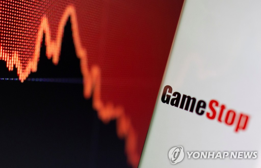 게임스톱 로고와 주가 그래프