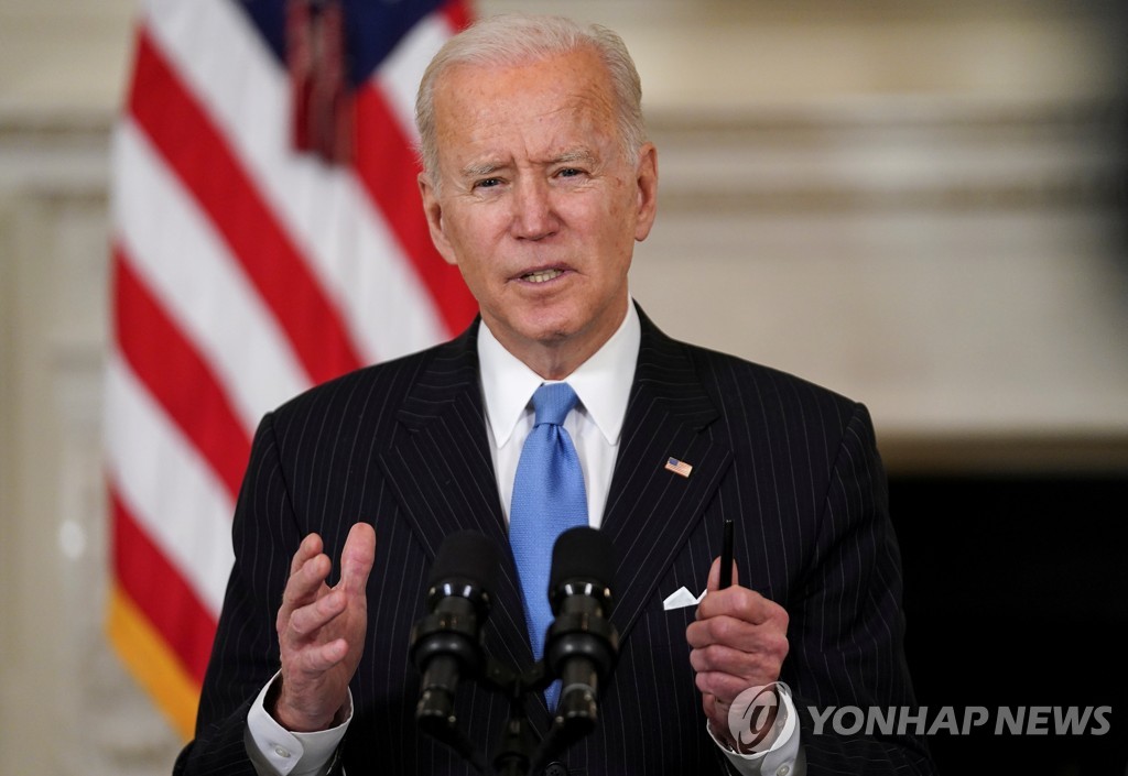 백악관에서 코로나19 대응책 밝히는 조 바이든 미국 대통령 