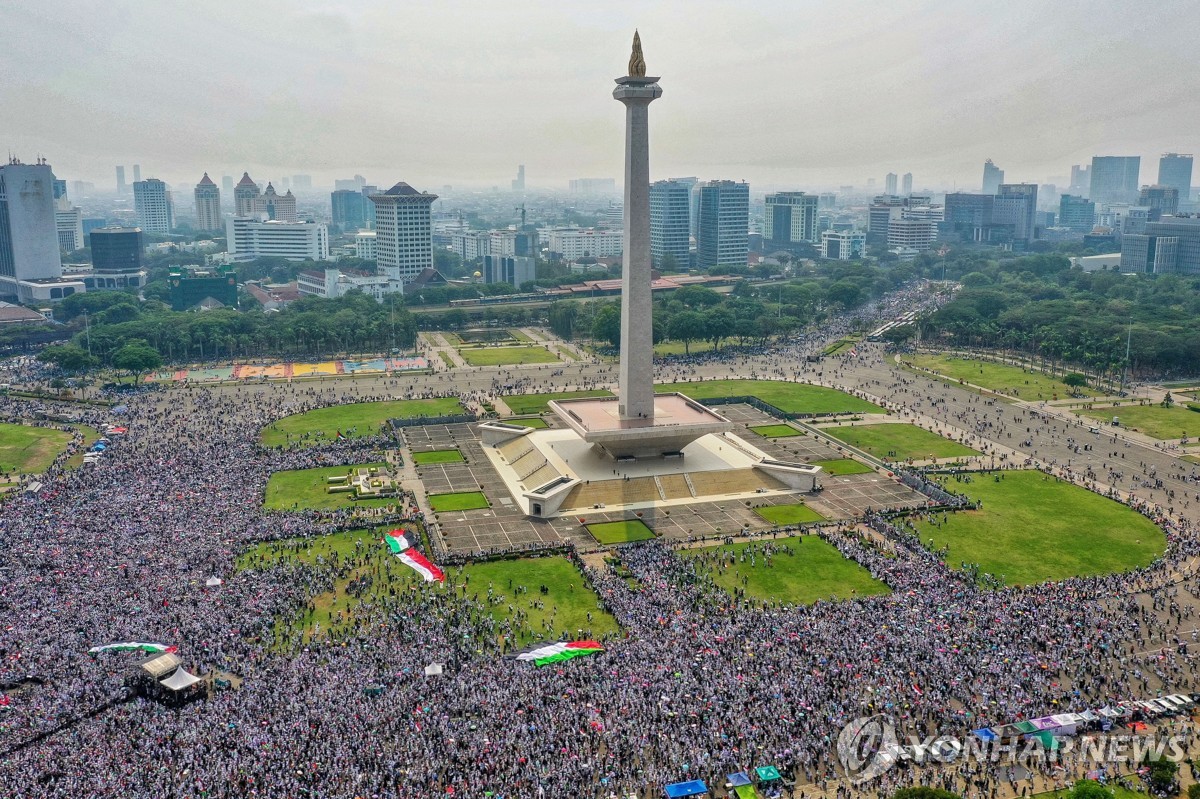 인도네시아인 수십만명 팔레스타인 지지 시위