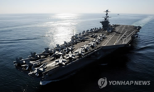 핵추진 항공모함 존 C. 스테니스(CVN-74) << AP=연합뉴스 자료사진 >>