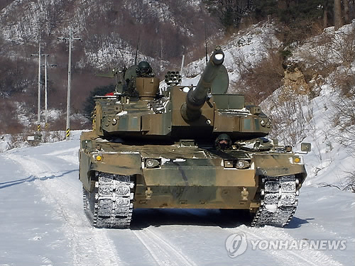 K2전차 변속기 혹한기 연속 주행시험 모습 (연합뉴스 자료사진)