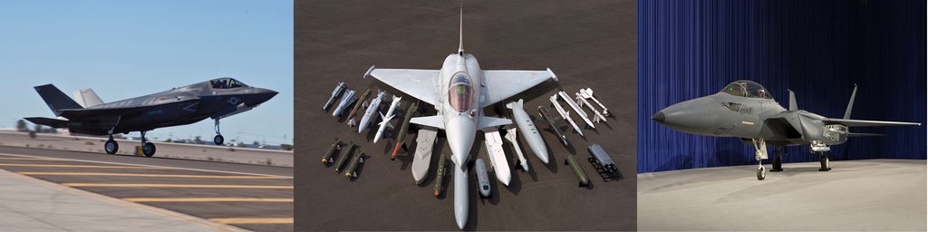 차기전투기 사업에 참가한 F-35(록히드마틴), 유로파이터(EADS), F-15SE(보잉) <<연합뉴스DB>>